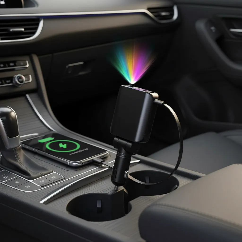 Cargador para carro 4 en 1 con laser