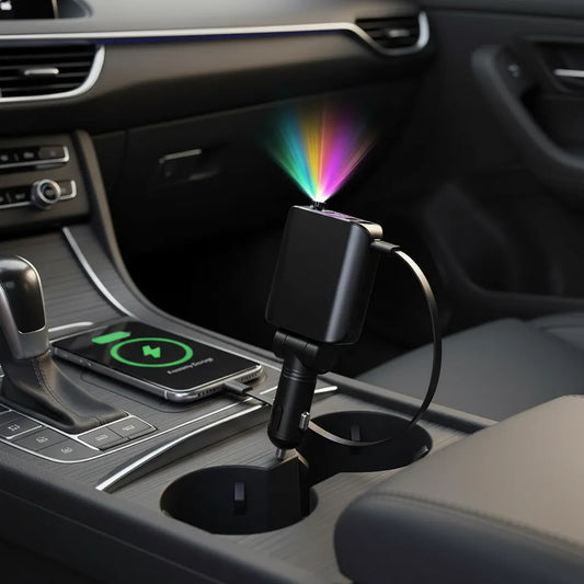 Cargador para carro 4 en 1 con laser