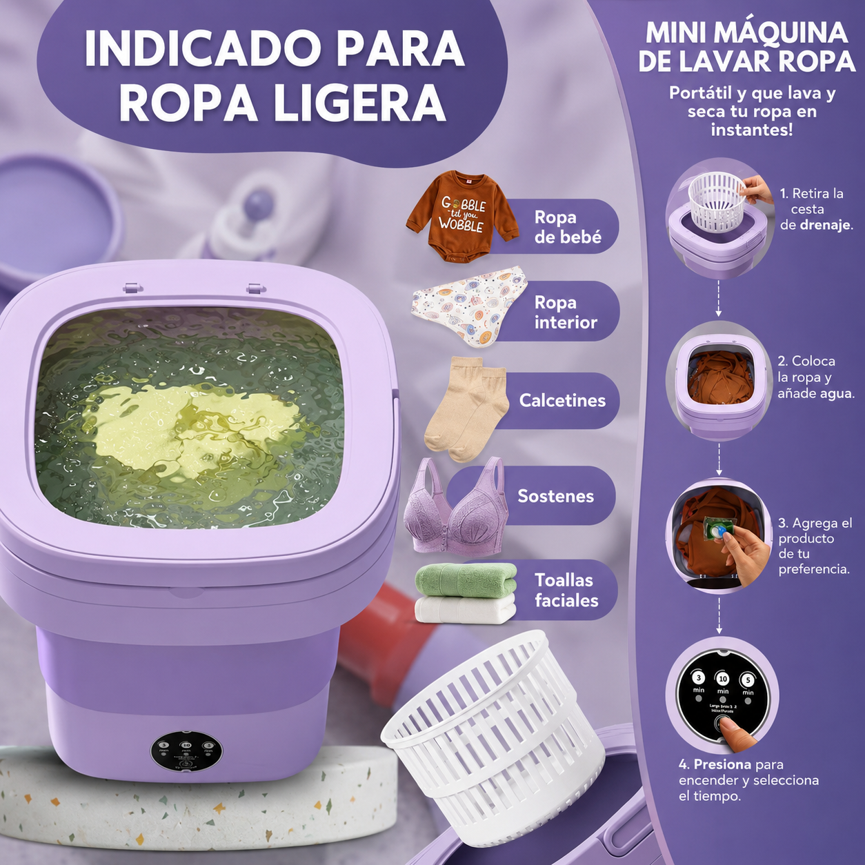 Mini Lavadora Plegable portatil