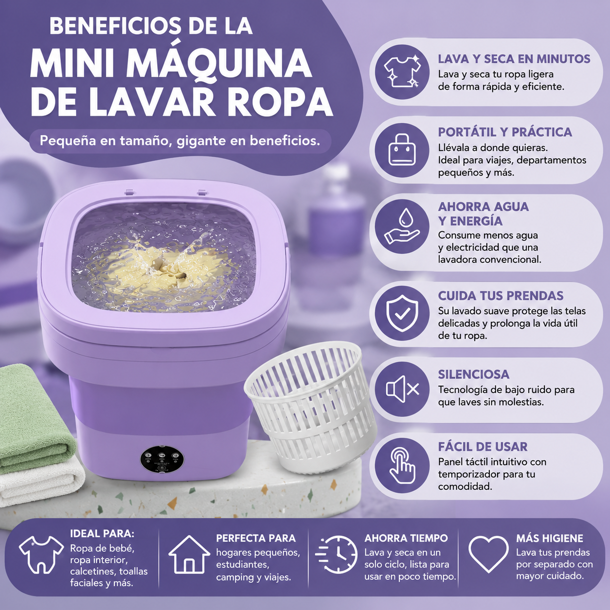 Mini Lavadora Plegable portatil